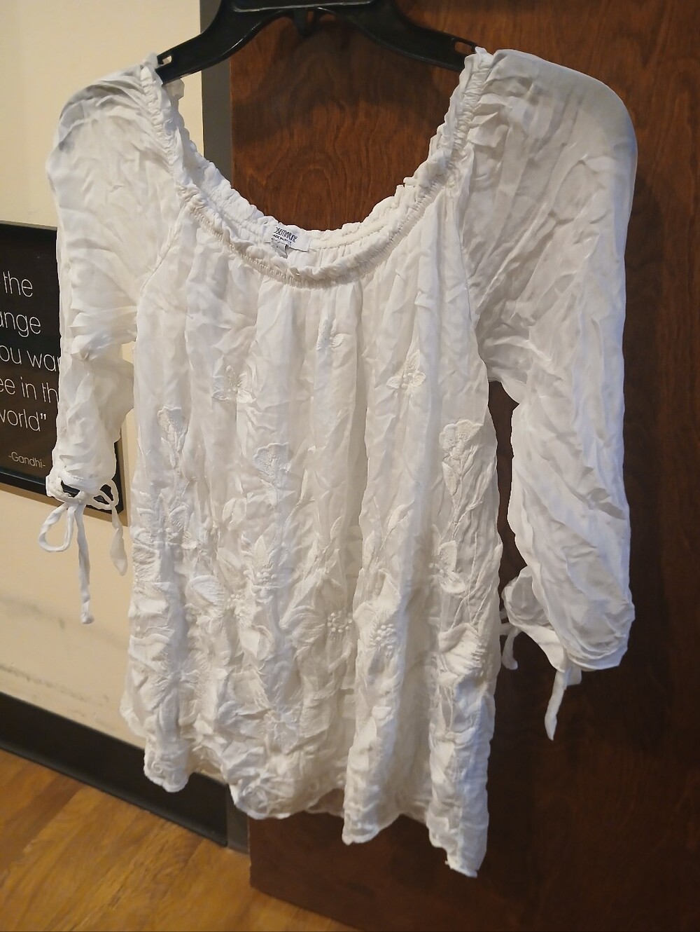 ROSEMARIE white silk blend embroidered top
